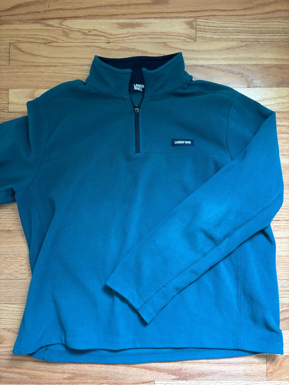 Lands' End Teal Half-Zip Fleece Pullover